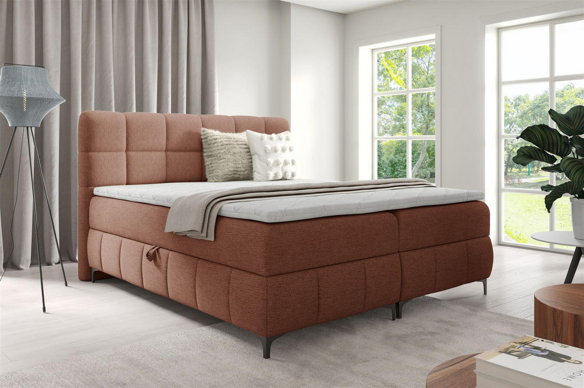 BOXBETT Sophie In Aragon - Rotbraun, Holzwerkstoff/Textil (160/200cm) - Fun Möbel