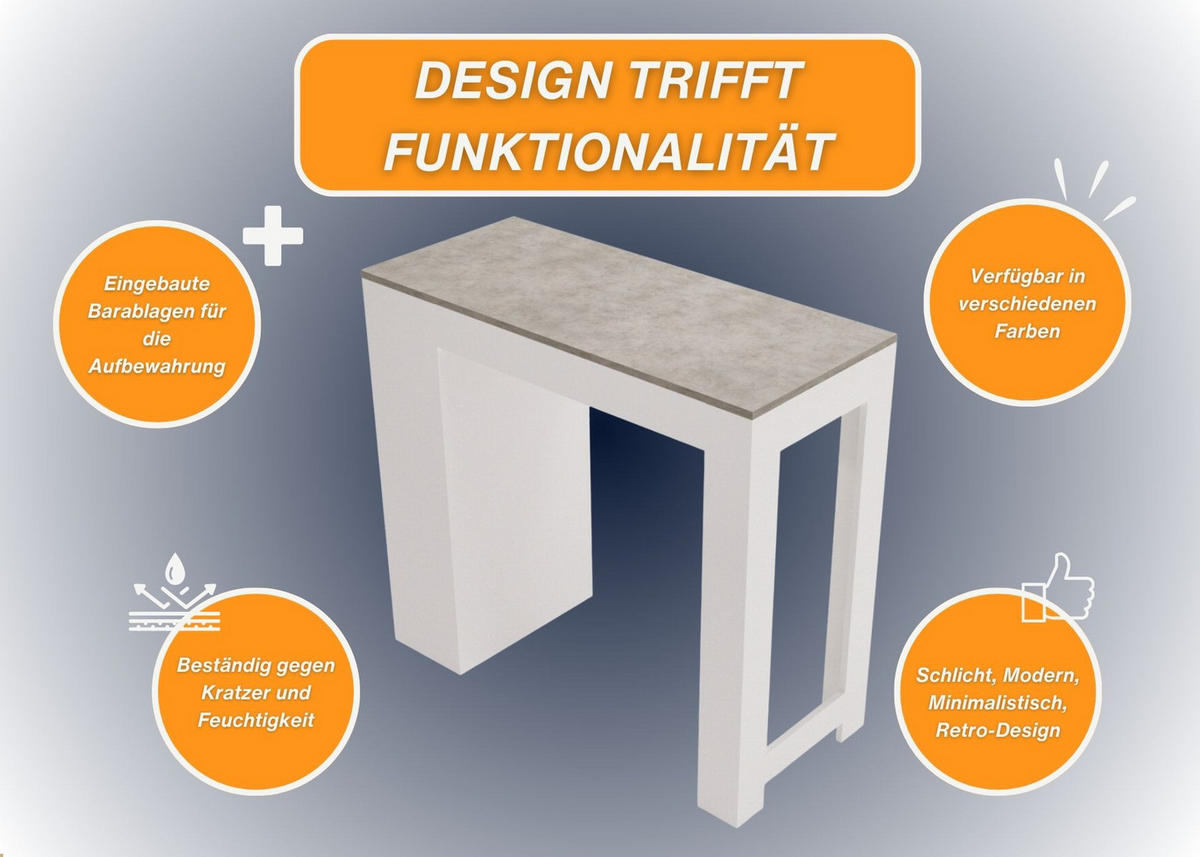 BARTISCH Grau 103/50.5/115cm - Weiß/Grau, Holzwerkstoff (115/103/50.5cm) - CraftPAK