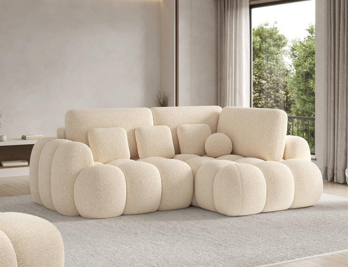 ECKSOFA COZION L-Form mit Schlaffunktion & Bettkasten – Modernes 3-Sitzer Sofa, HR-Kaltschaum, Wellenfederung, 267 × 165 cm - Creme/Schwarz, Kunststoff (267/165cm) - Wohnideebilder
