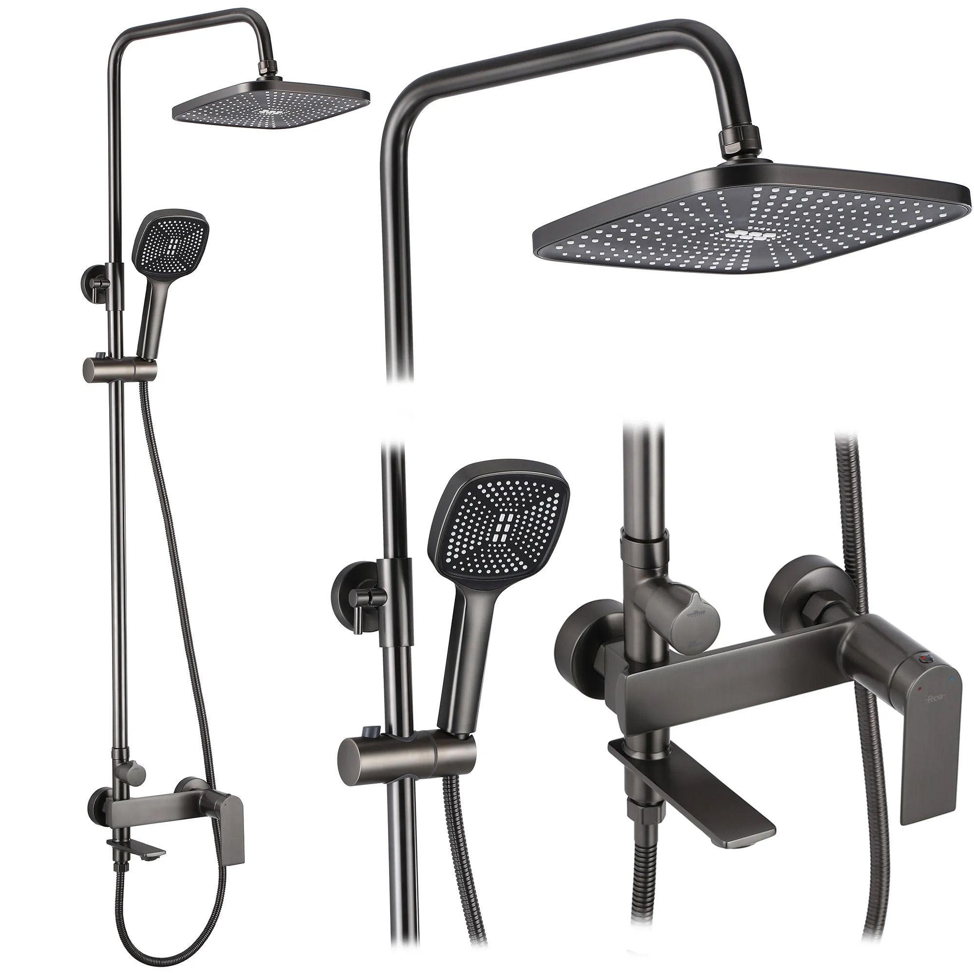 DUSCHGARNITUR Rea Storm Titanium - Titanfarben, Metall (30/136/45cm) - REA