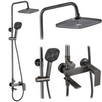DUSCHGARNITUR Rea Storm Titanium - Titanfarben, Metall (30/136/45cm) - REA