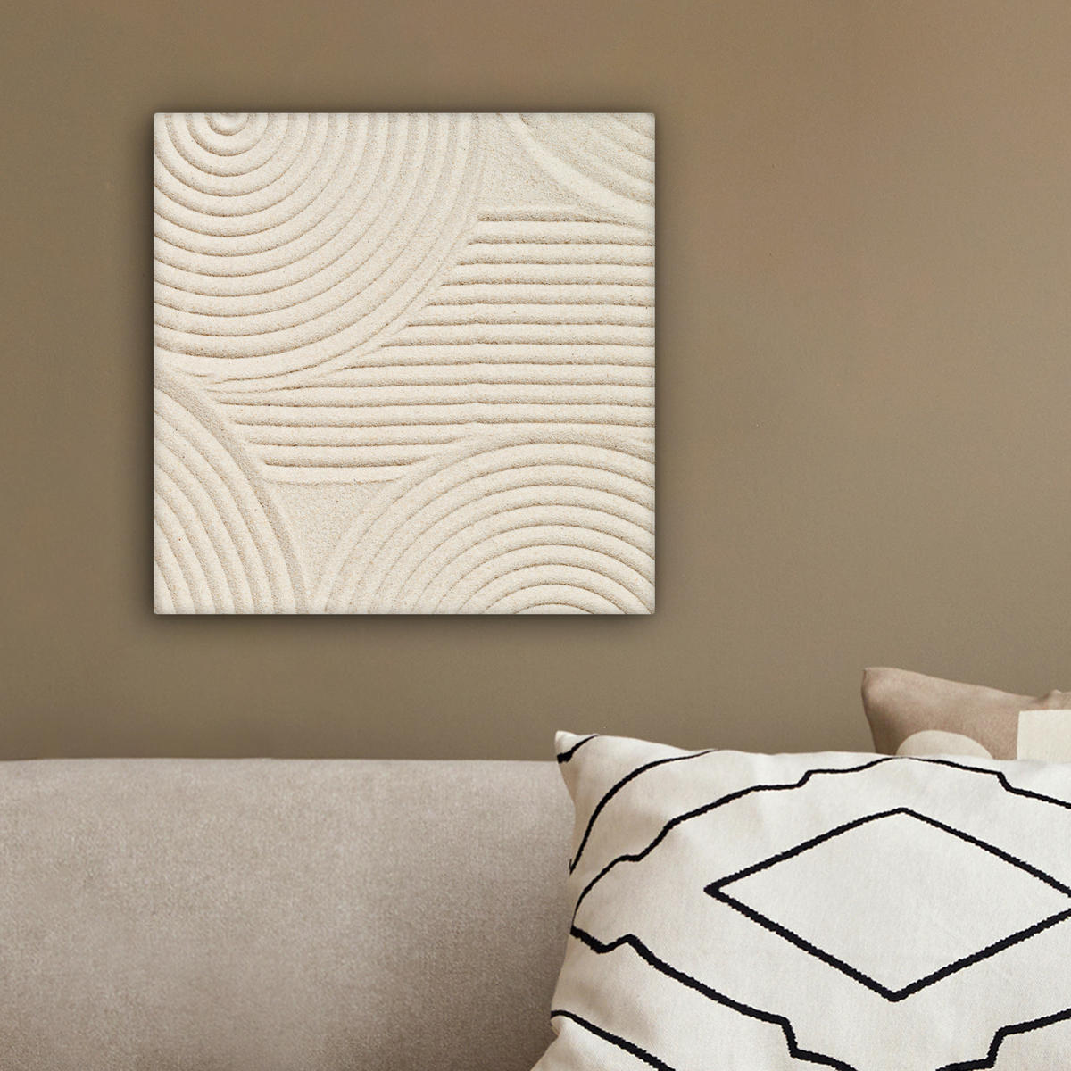 LEINWANDBILD Muster - Abstrakt - Weiß 20x20 cm - Beige, Textil (20/20cm) - MuchoWow