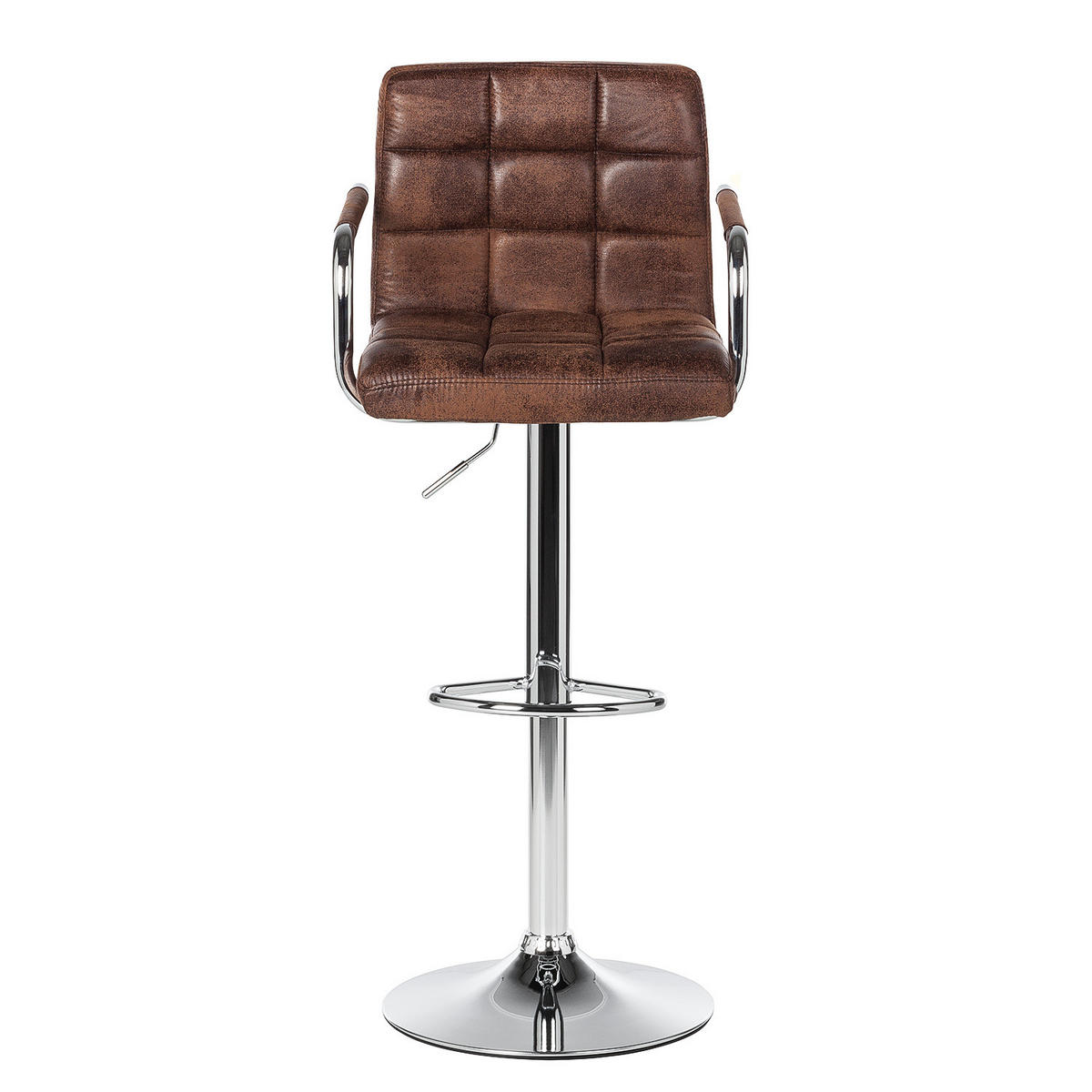 BARSTUHL - Metall / Kunstleder - Chromfarben/Braun, Leder/Kunststoff (53/96/49cm) - home24
