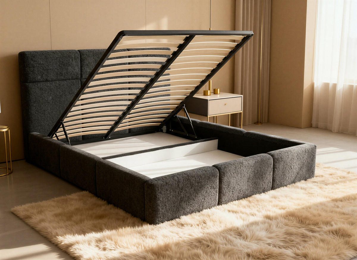 POLSTERBETT Celine - Eichefarben/Schwarz, Holz/Kunststoff (180/200cm) - Sofnet