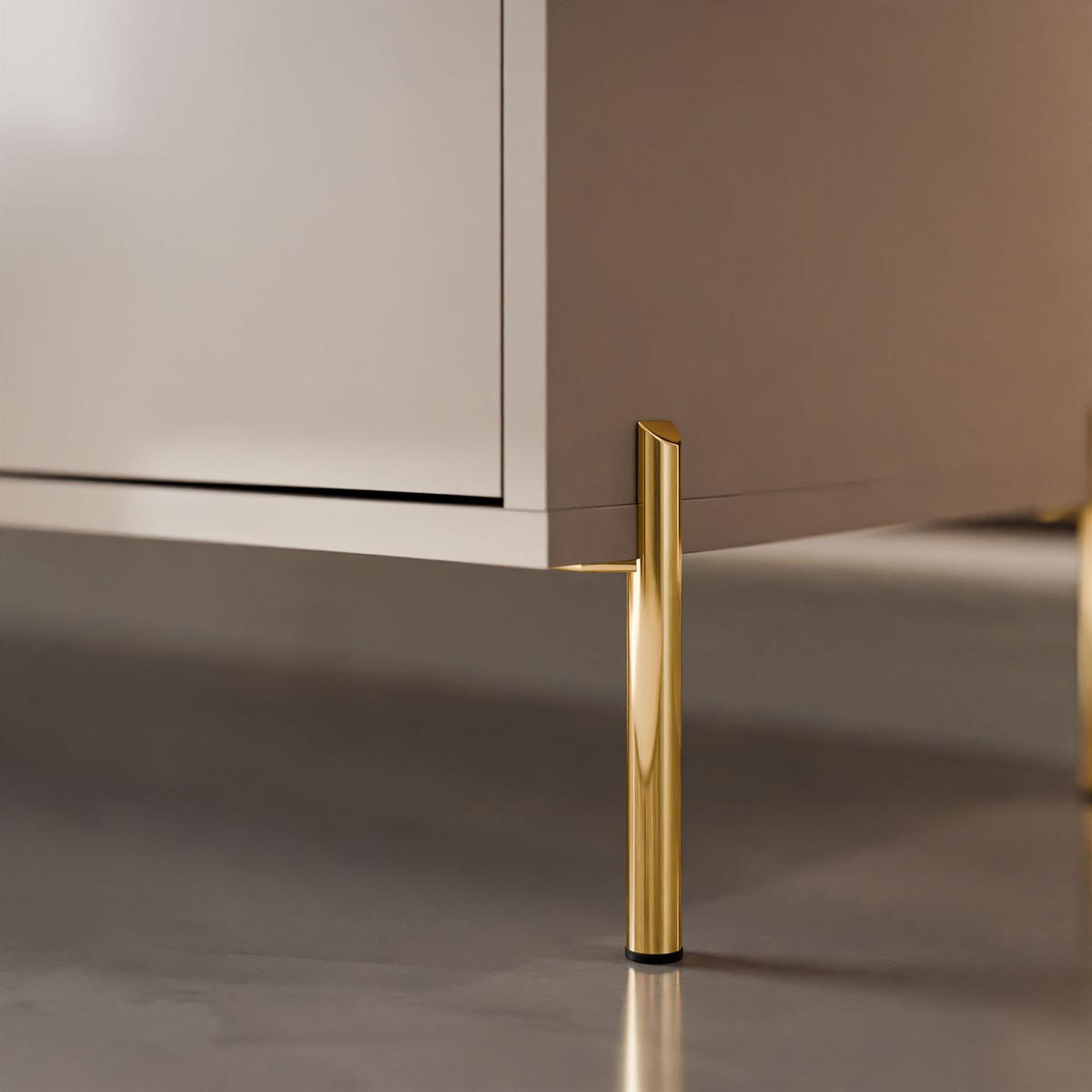 KOMMODE SANAYI Kaschmir Hochglanz – gerade goldene Beine - Kaschmir/Goldfarben, Holzwerkstoff (154/78/40cm) - Lookway