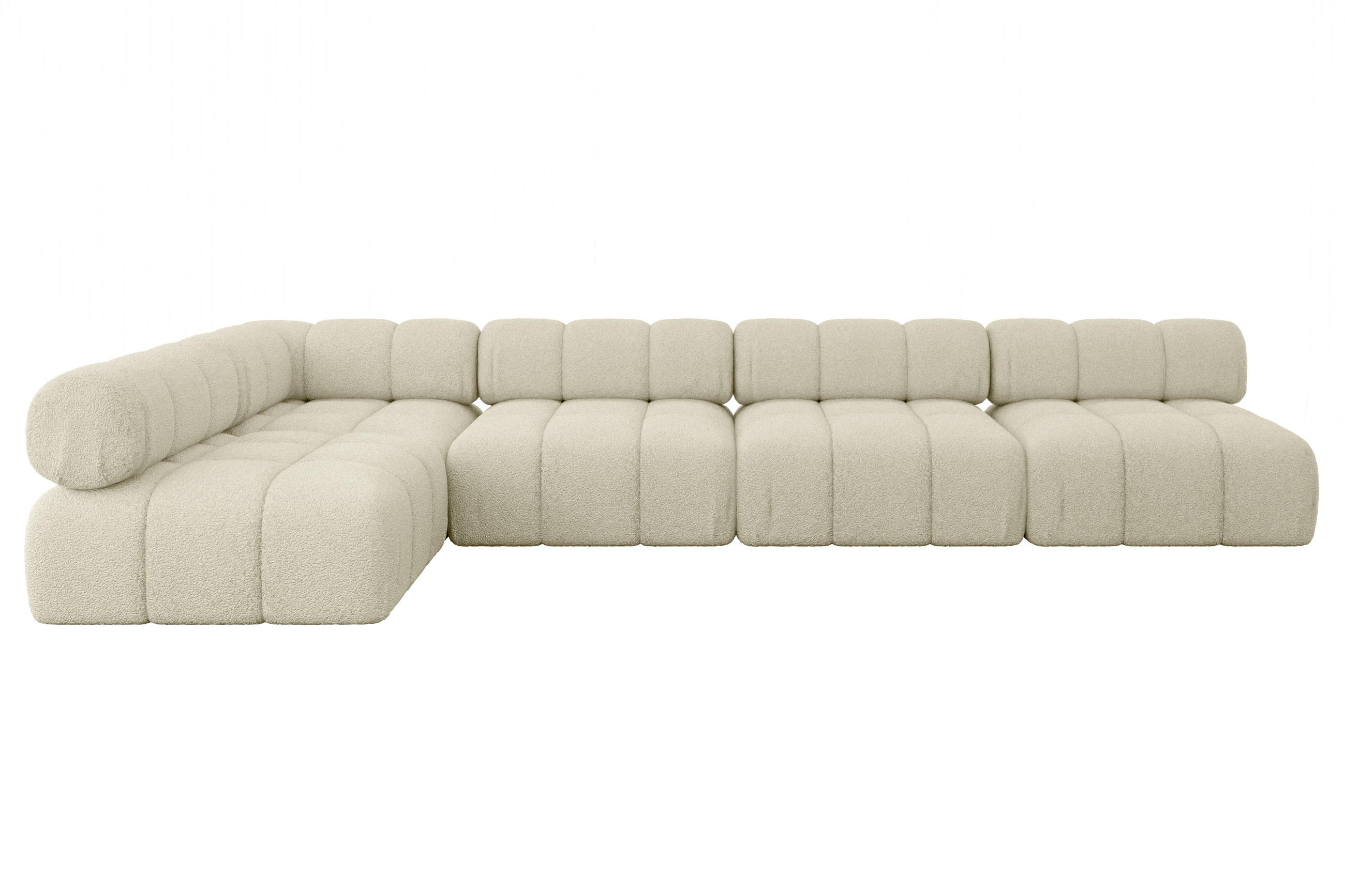 ECKSOFA modulares Sofa Samaro-L3 - 380x190x70 cm Beige Bouclé - Beige, Holzwerkstoff/Textil (380/190cm) - ALTDECOR