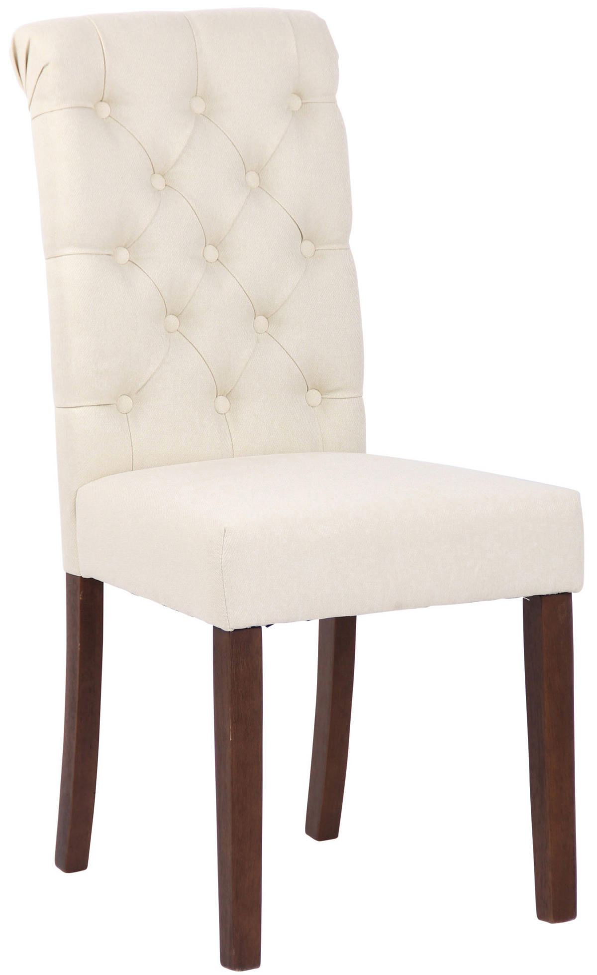 ESSZIMMERSTUHL Lisbon Stoff, Gestell Kautschukholz Braun Creme - Naturfarben/Braun, Holz/Textil (45/98/63cm) - TPFLiving