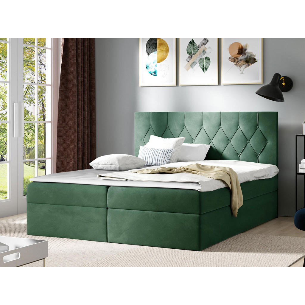 Thumbnail - Mirjan24 Boxbett, Grün, Holz, H3, 120x200 cm, Schlafzimmer, Betten, Boxspringbetten