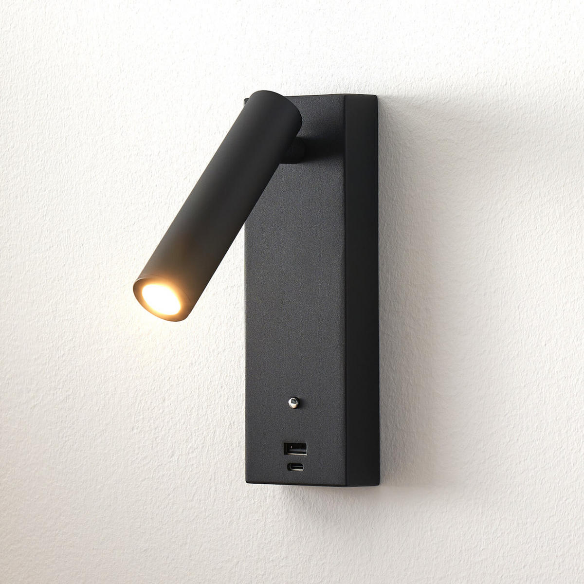 WANDLEUCHTE Tofino, Schwarz, 18cm, Dimmbar - Schwarz, Metall (6/18/2.5cm) - KOSILUM