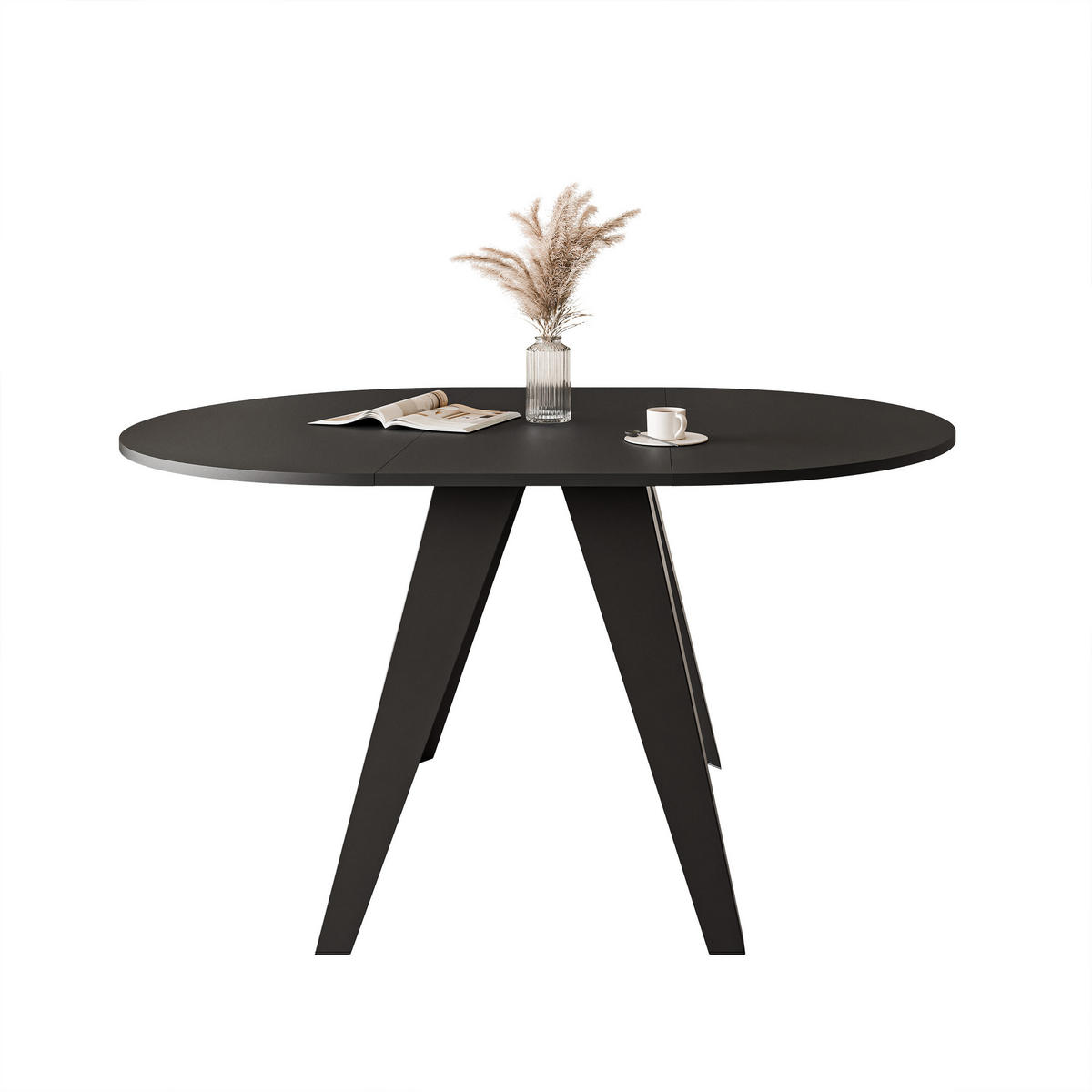 ESSTISCH ausziehbar auf MDF, Schwarz - Schwarz, Holzwerkstoff (90/90/76cm) - Idohome