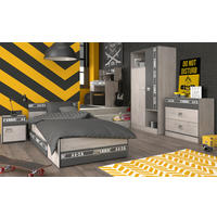 KINDERZIMMER Komplett-Set 5-tlg Kleiderschrank Schreibtisch Bett 90x200 - Chromfarben/Eschefarben, Holz/Holzwerkstoff (160/182/51cm) - Parisot Meuble