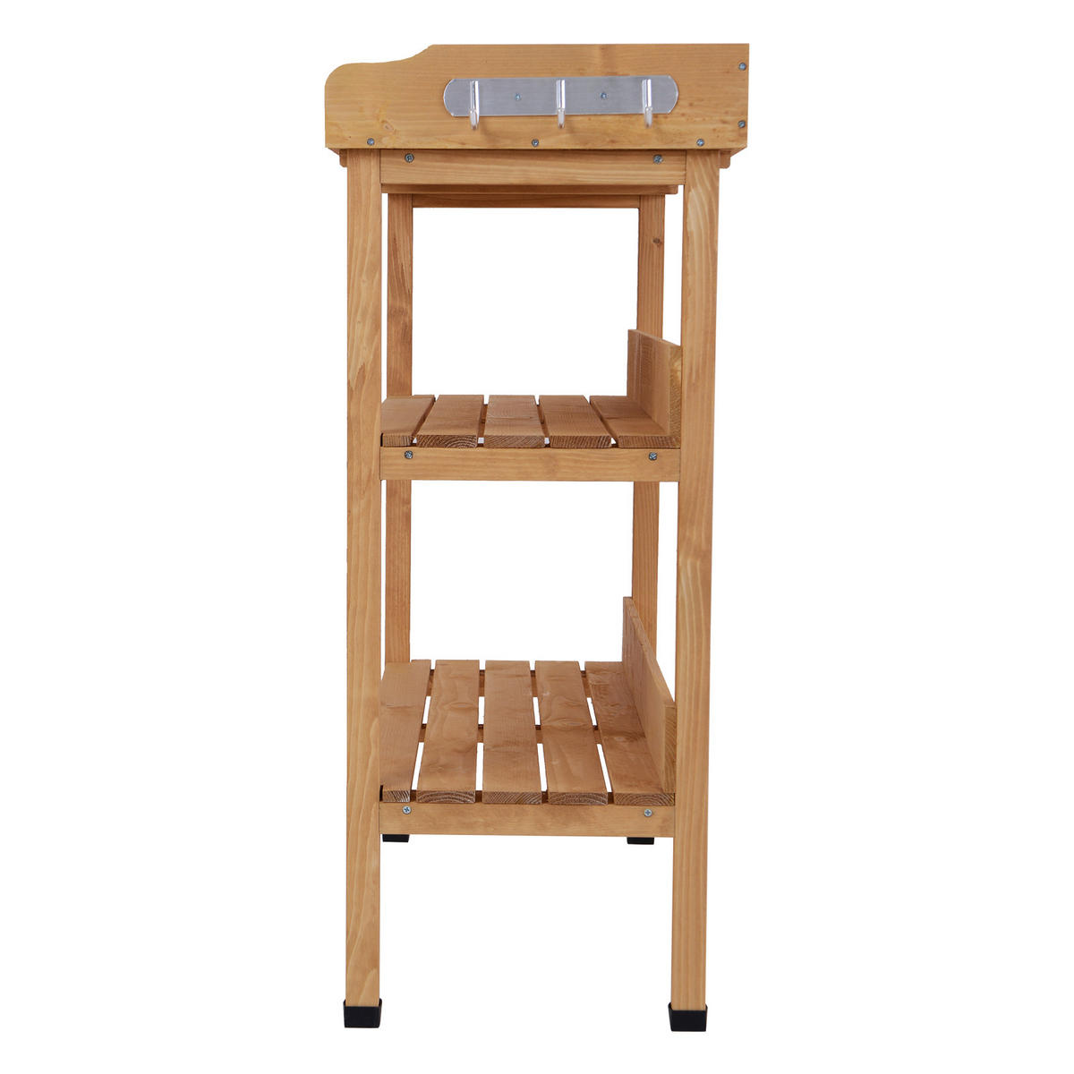 PFLANZTISCH Gärtnertisch Blumentisch mit Metall Arbeitsfläche Garten Holz Natur - Fichtefarben, Holz (76/37/89cm) - Outsunny