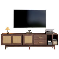 TV-SCHRANK 190x40cm Lowboard braun Rattan 6 Stützbeine bis 75 Zoll - Braun, Holz (48.5/13.5/122.2cm) - FLIEKS
