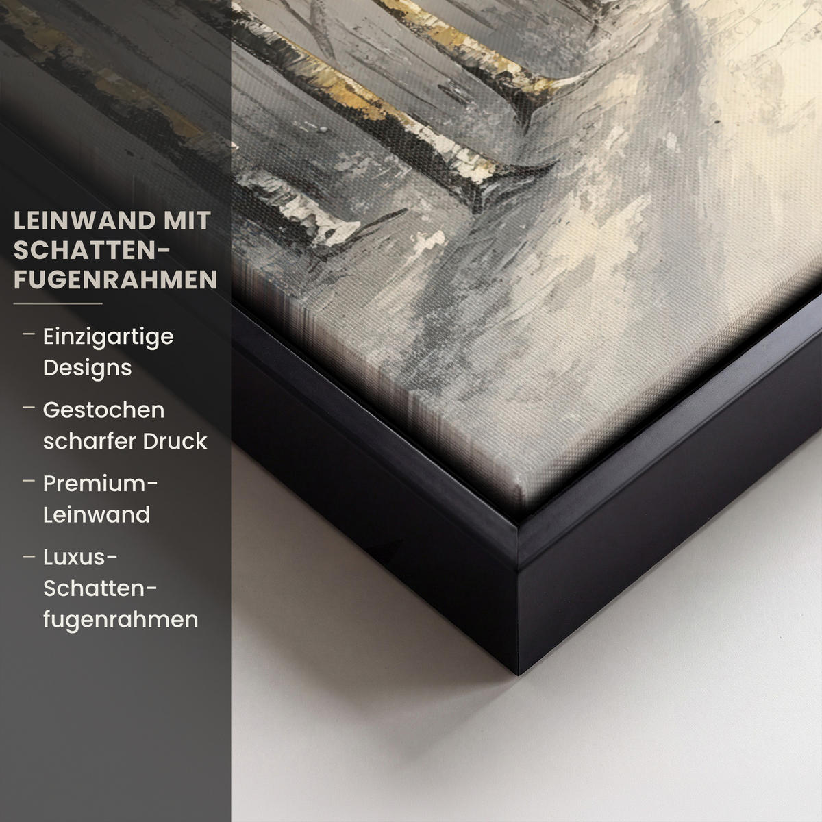 LEINWAND Bilder mit Rahmen - Winter - Abstrakt - Schnee - Natur - Sonne - 40x30 - Grau, Textil (40/30cm) - MuchoWow