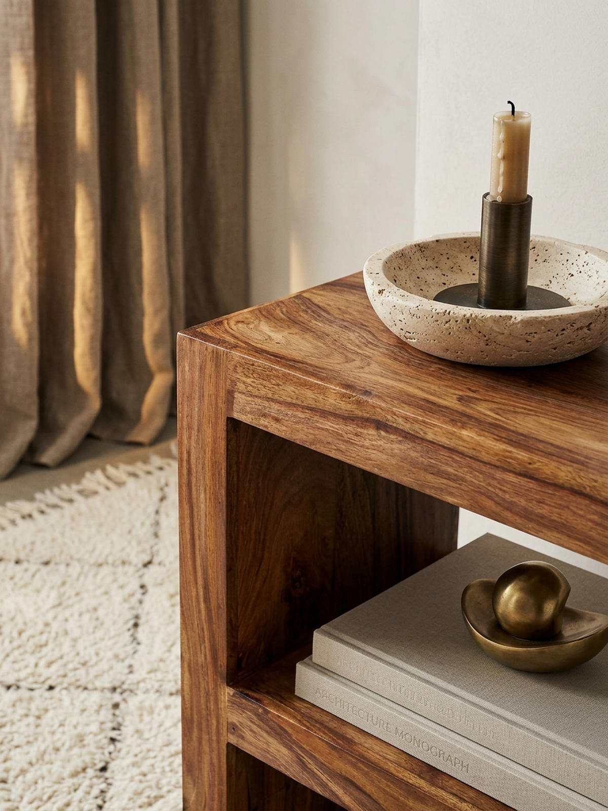 BEISTELLTISCH Massivholz E-Konstruktion Cubeform Handgefertigt NAKO, Braun 45x30x60 cm - Braun, Holz (30/45/60cm) - KADIMA DESIGN