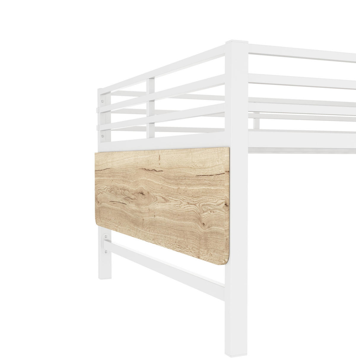 HOCHBETT 140/200 cm Weiß mit Leiter, Schreibtisch und LED ohne Matratze - Weiß, Metall (140/200cm) - MIVRAY