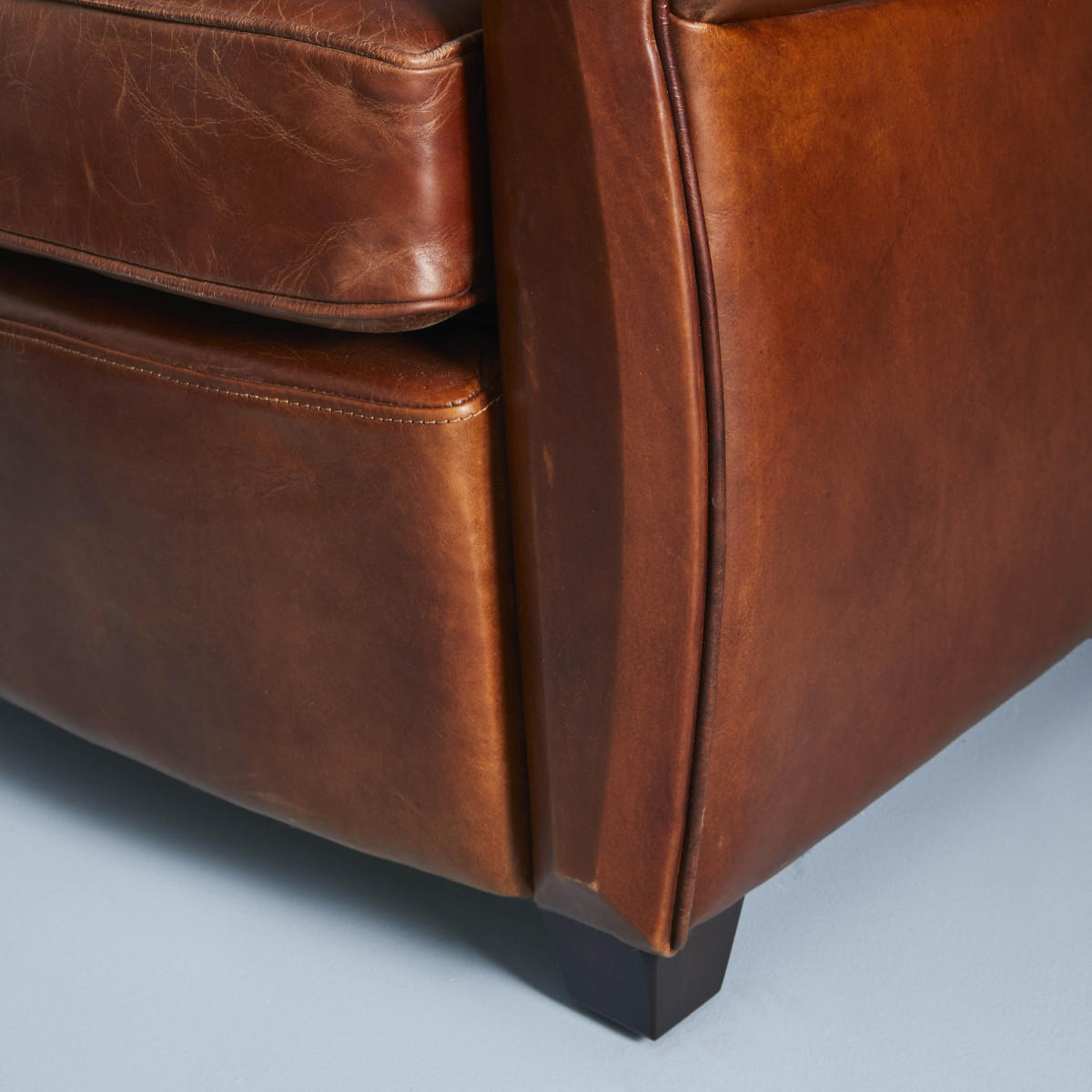 CHESTERFIELD-STIL Sessel aus braunem Vollnarbenleder Moustache - Braun, Textil (83/82/86cm) - Signature