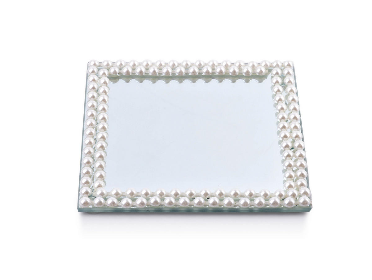 DEKOTABLETT Margot Perle 15/15/2 cm Glas - Perlmutt, Glas (2cm) - Mondex