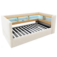 STAURAUMBETT 90/190 cm mit Hydraulik-Stauraum und LED, DE-41685, in Beige - Beige, Metall (90/190cm) - ComfortXL