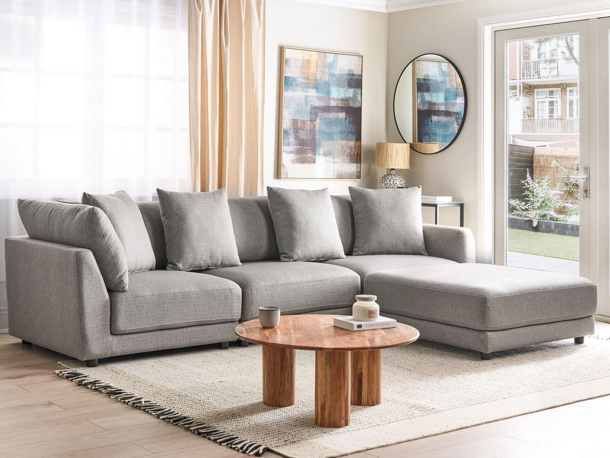 3-SITZER-SOFA hellgrau Sigtuna - Grau, Textil (300/86/102cm) - Beliani