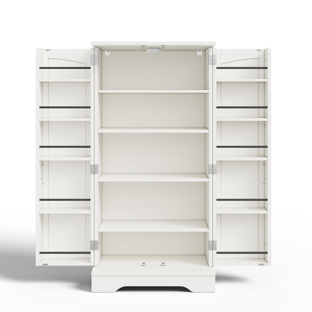 HOCHSCHRANK mit LED-Sensorlicht, 3D-Wellenmuster aus MDF, verstellbares Regal, 120/60/40 cm, Weiß - Weiß, Holzwerkstoff (60/120/40cm) - Redom