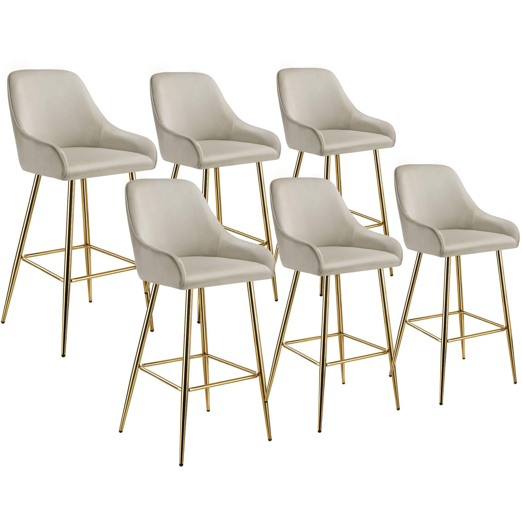 BARSTUHL Avane,48,5 x 57 x 108 cm, Belastbarkeit 120 kg,creme/gold - Goldfarben/Creme, Kunststoff/Textil (48.5/108/57cm) - tectake