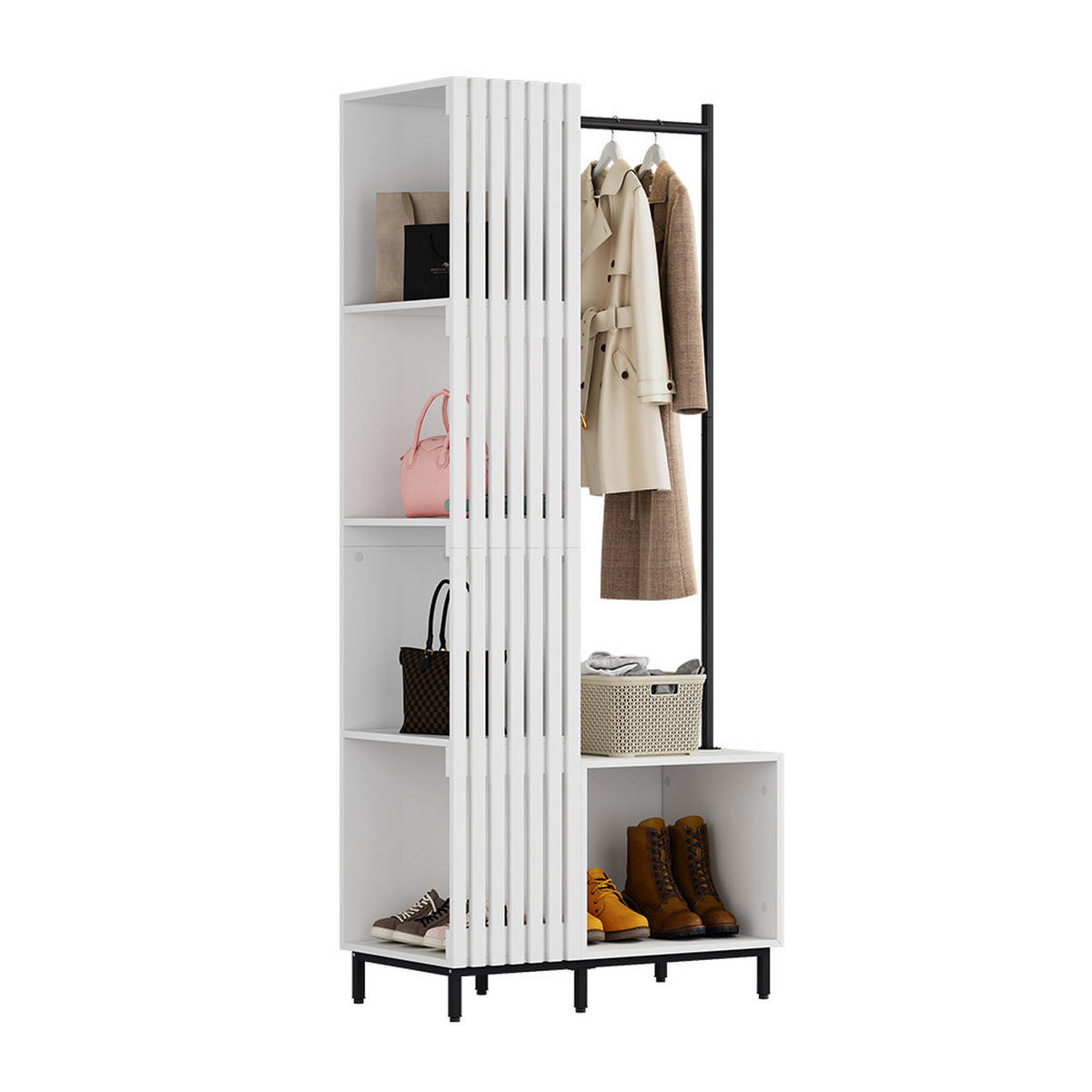 GARDEROBE Zinto Weiß 80 x 187 cm mit 5 Ablagefächern - Weiß, Holzwerkstoff (80/187/45cm) - Vicco