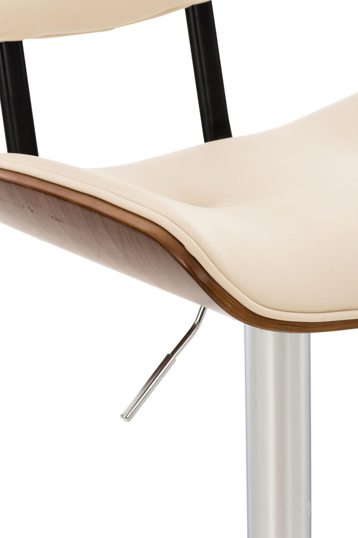 BARHOCKER Lederlook walnuss/creme - Chromfarben/Walnussfarben, Textil/Metall (50/94/56cm) - CLP