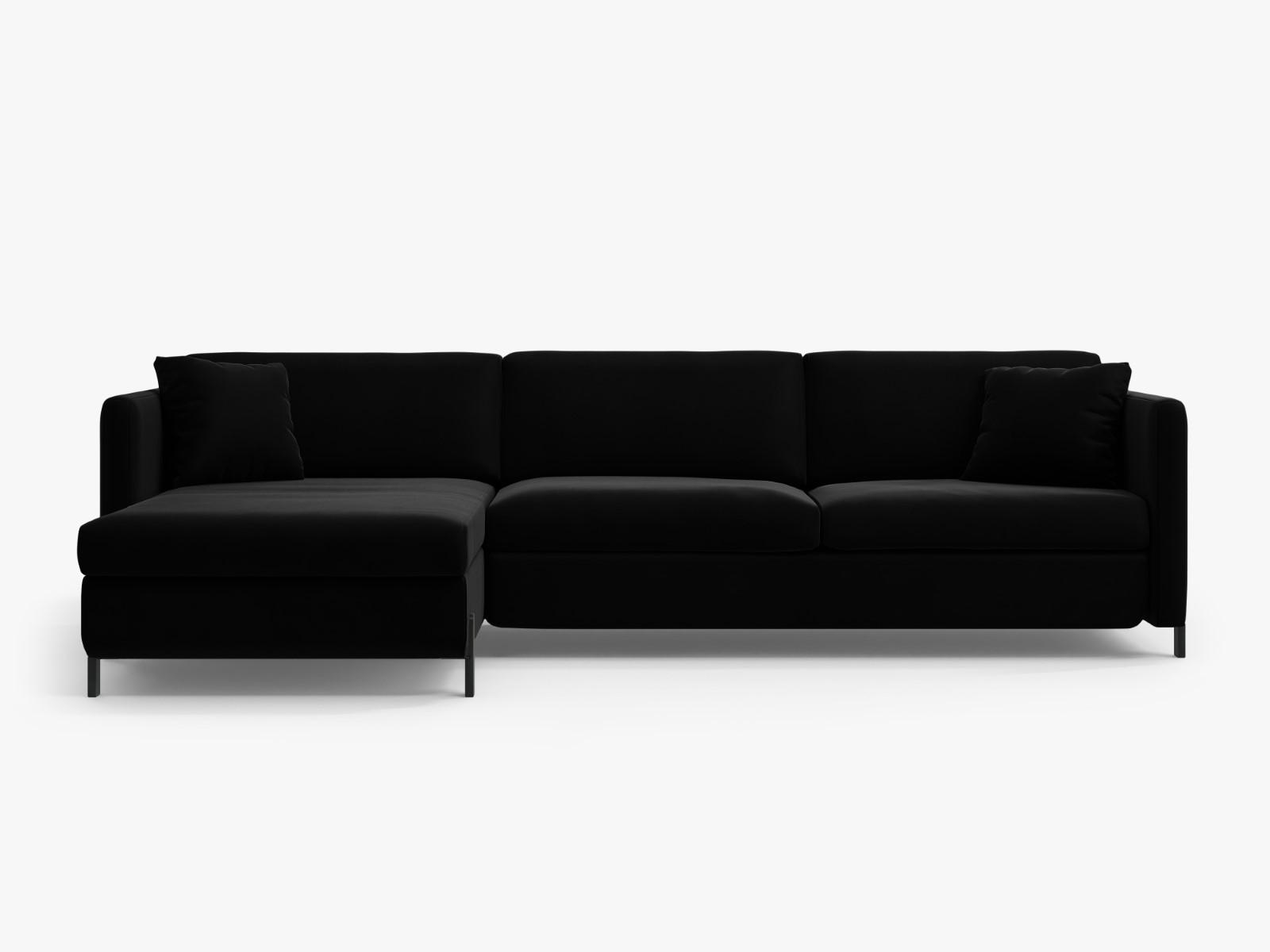 ECKSOFA ausklappbar links Gloria aus Samt schwarz 5 Sitzplätze - Schwarz, Textil (170/280cm) - Micadoni