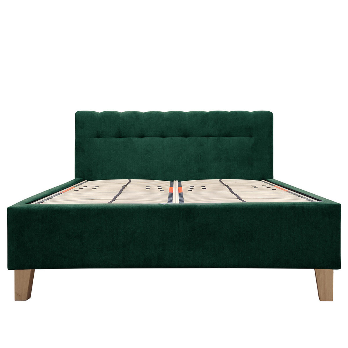 POLSTERBETT - Samt - Dunkelgrün, Textil (160/200cm) - home24