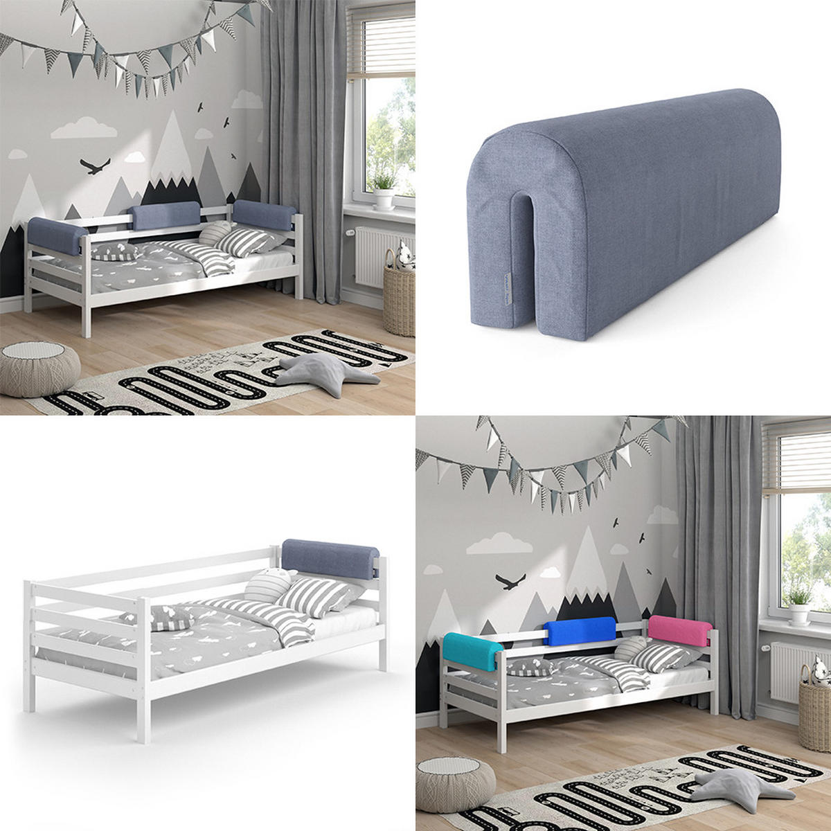 BETTUMRANDUNG FÜR KINDER Grau 70 x 20 cm - Grau, Textil (70/20/14cm) - VitaliSpa