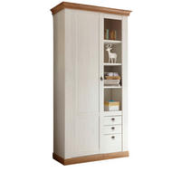 STAURAUMSCHRANK weiß Pinie, Eiche Wotan, Landhaus Mehrzweckschrank 102 x 204 cm - Eichefarben/Silberfarben, Holzwerkstoff/Metall (102/204/44cm) - Furn.Design