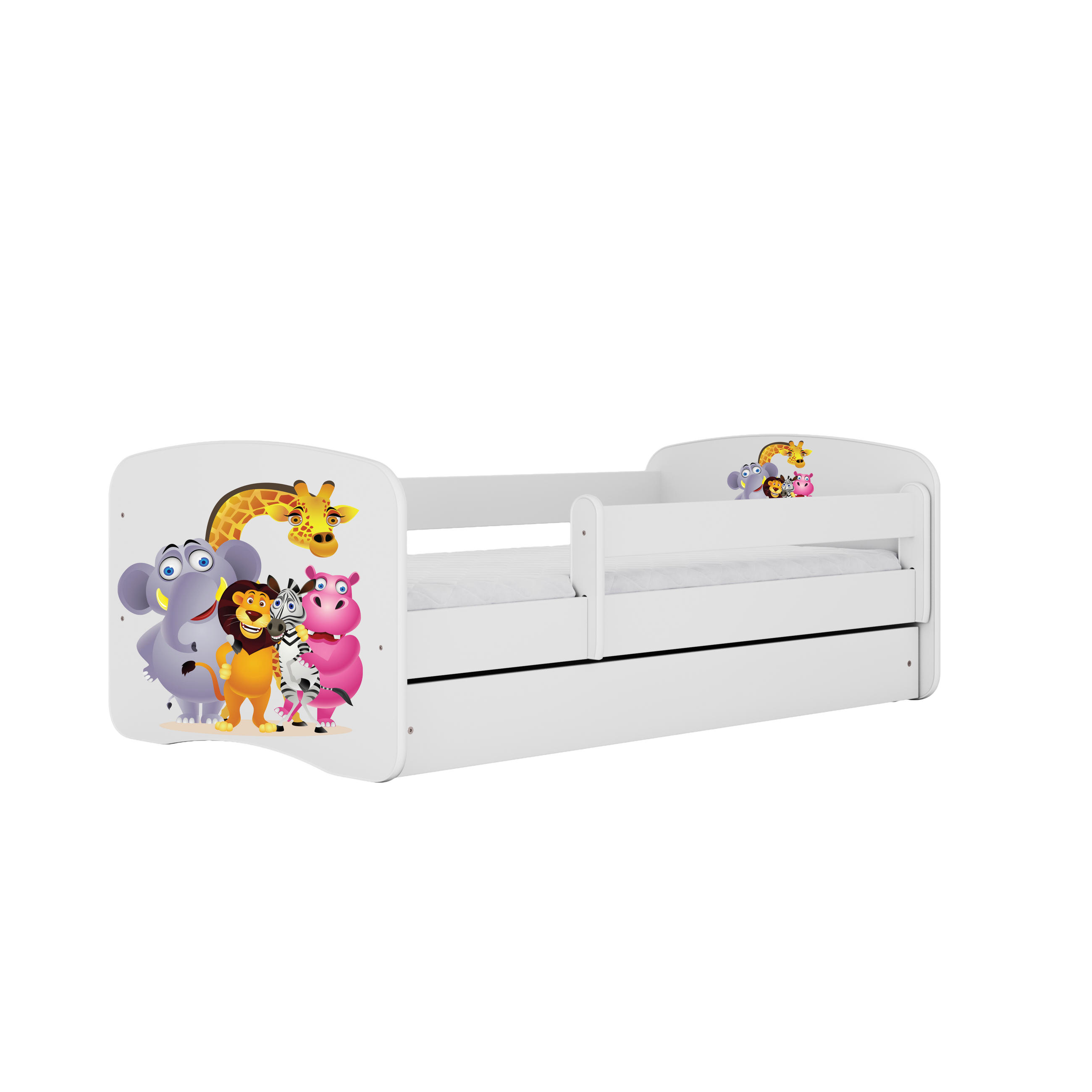 KINDERBETT Zoo mit Schublade 180/80 90/61/184 - Weiß, Holzwerkstoff (80/180cm) - RAUMHIRSCH FURNITURE