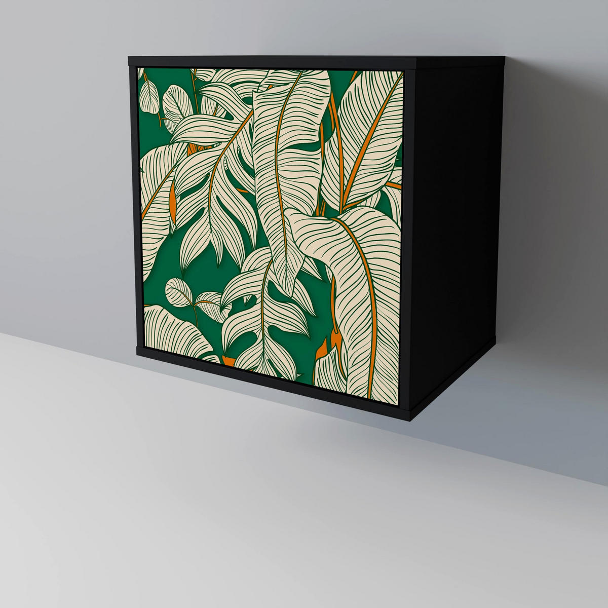 SIDEBOARD VERDANT PLEASURES, Schwarz, 57,5x42x67,5 cm, Schwarze Metall-Rahmenfüße - Multicolor/Schwarz, Holzwerkstoff/Metall (57.5/67.5/42cm) - SpaceRebels