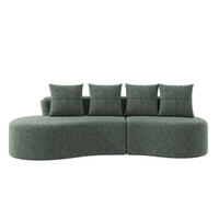 3-SITZER SOFA leinenstoff farbwahl mit getränkehalter & seitentaschen - Grün, Textil (240/63/109cm) - Urban Meuble