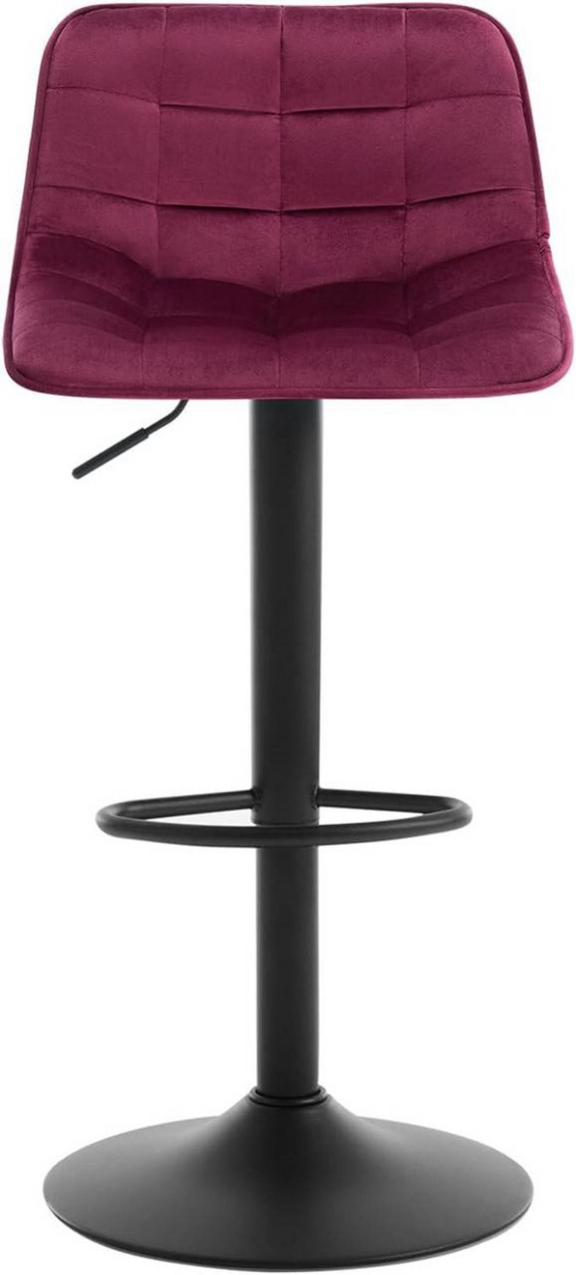 BARHOCKER aus Samt und Metall, Bordeaux - Bordeaux/Schwarz, Textil/Metall (42.5/82.5/38.5cm) - Woltu