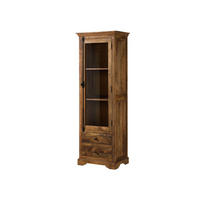VITRINE Mango 65x45x190 dunkelbraun geölt RODEZ #151 - Dunkelbraun, Holz (65/190/45cm) - Massivmoebel24