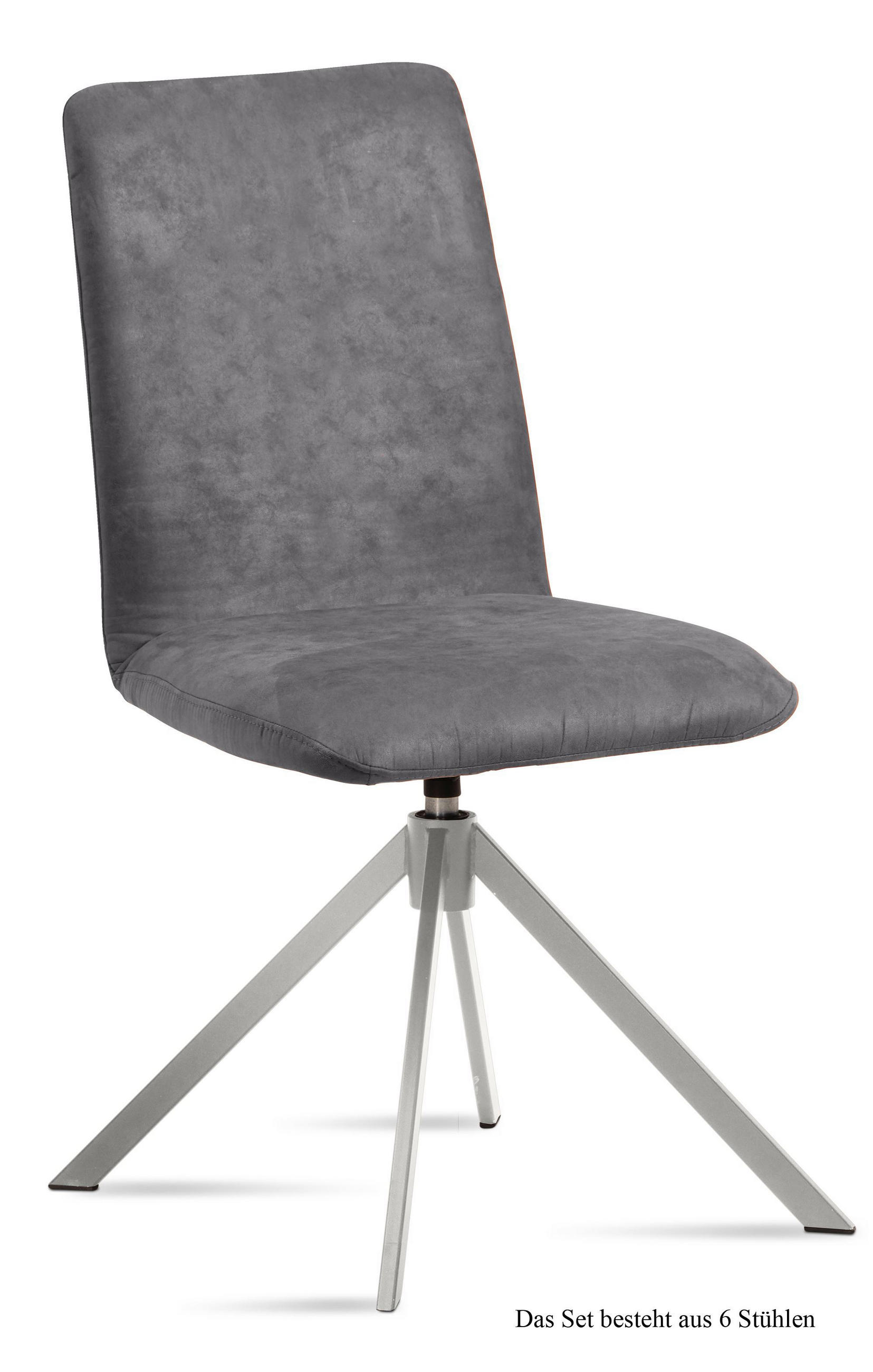 ESSZIMMERSTUHL drehbar (6er-Set) Dozene 47x92x60 Edelstahl/Grau - Edelstahlfarben/Grau, Kunststoff (60/92/47cm) - 58aufmkessel