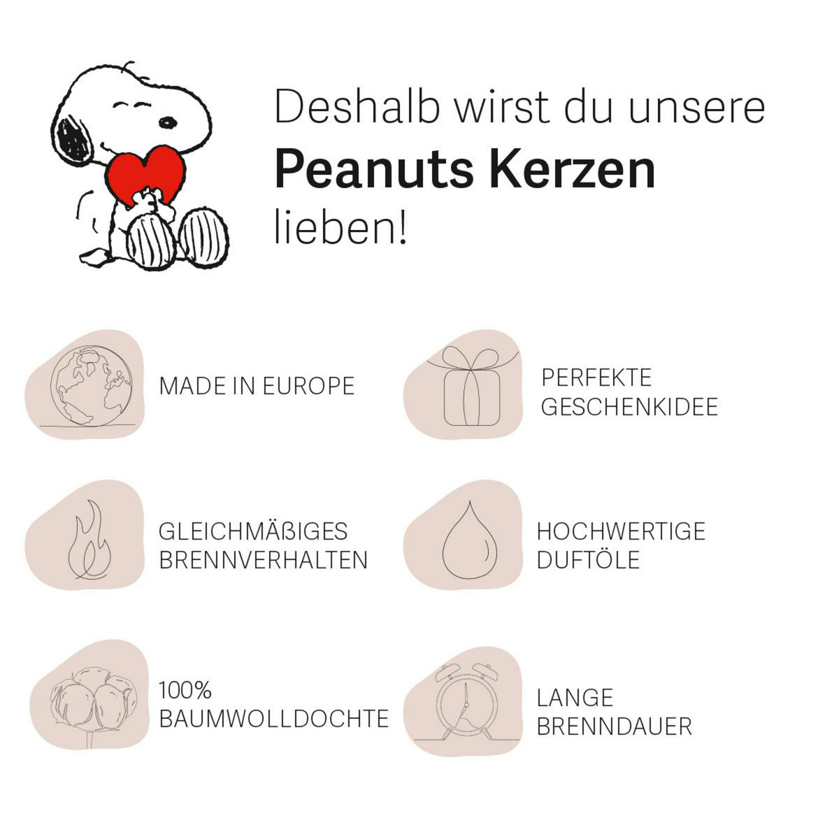 DUFTKERZE Peanuts™ - Hellblau, Glas/Naturmaterialen (11.5cm)