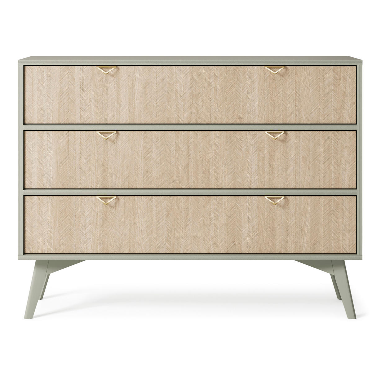 KOMMODE FORESTA 106/80/38 cm mit 3 Schubladen Hellgrün - Hellgrün/Kieferfarben, Holzwerkstoff (106/80/38cm) - MASSENO