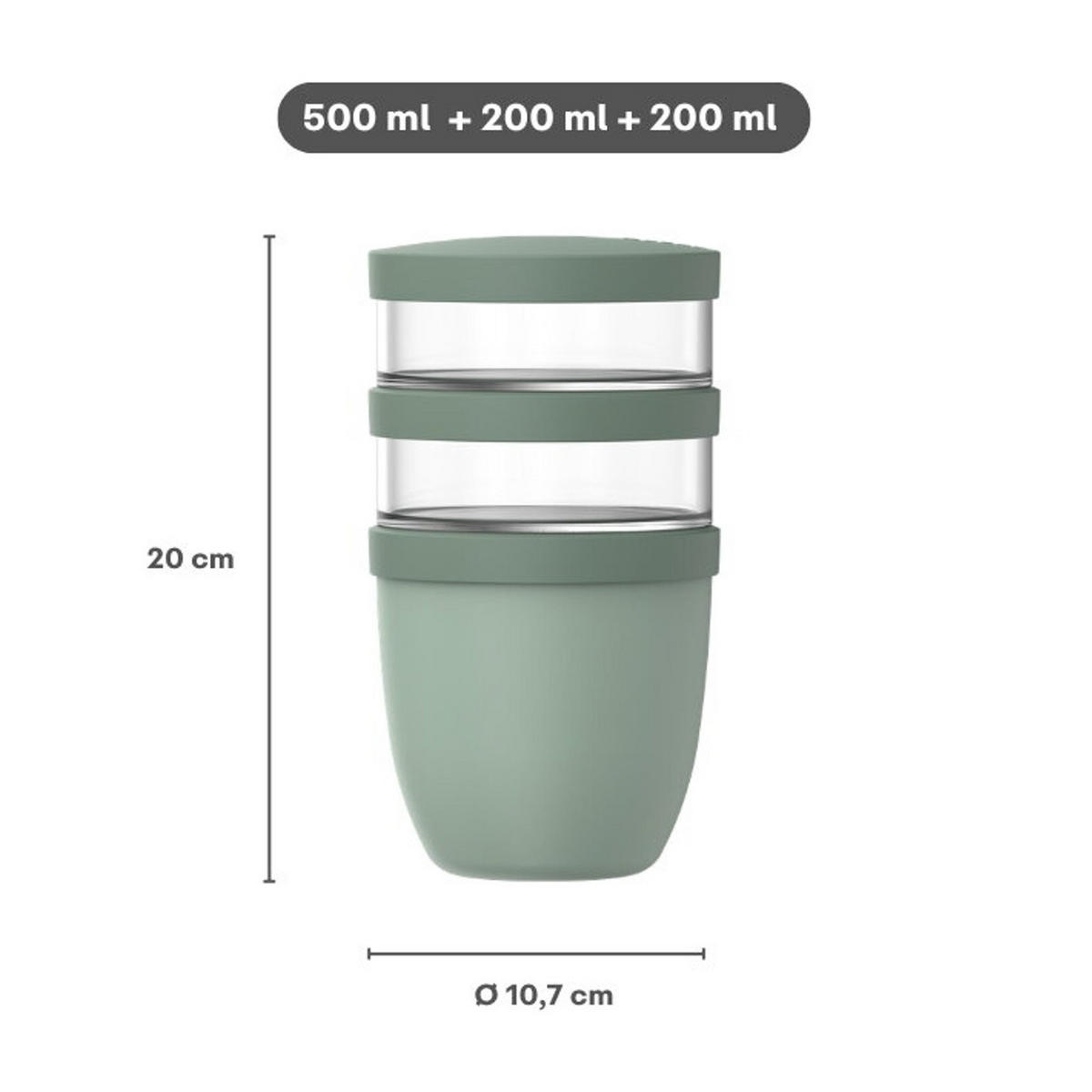 LUNCHPOT Ellipse Vivid Mauve 500 ml + 2x 200 ml - Altrosa, Kunststoff (10.7/20/10.7cm) - Mepal