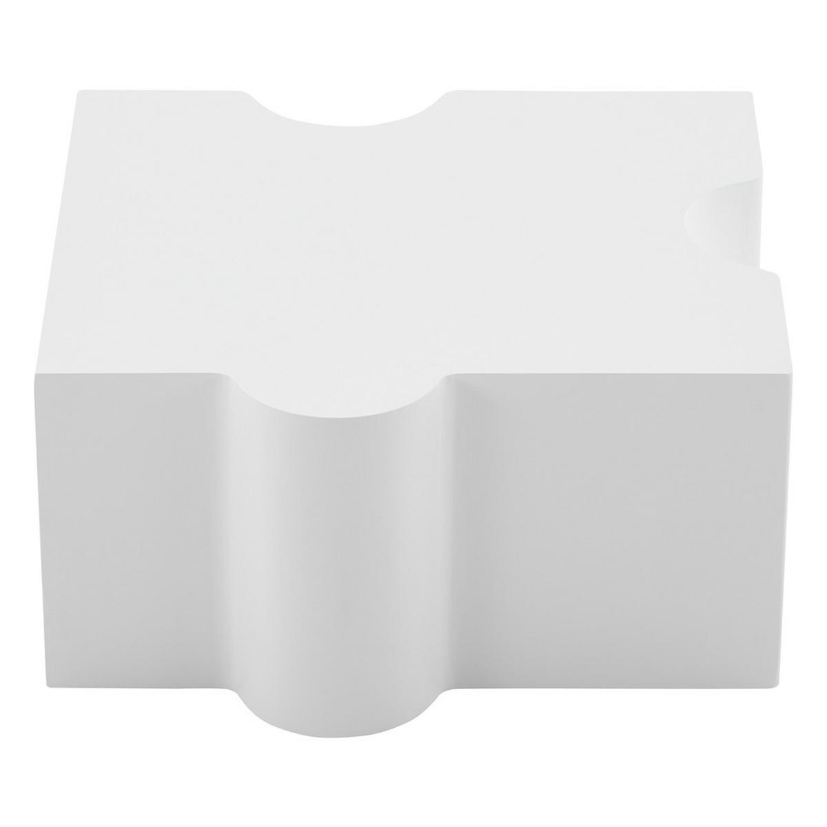 COUCHTISCH Puzzle Design 65x65cm kaltweiß MDF Polsterung Abstrakt Weiß - Weiß, Holz (73/73/40cm) - FLIEKS