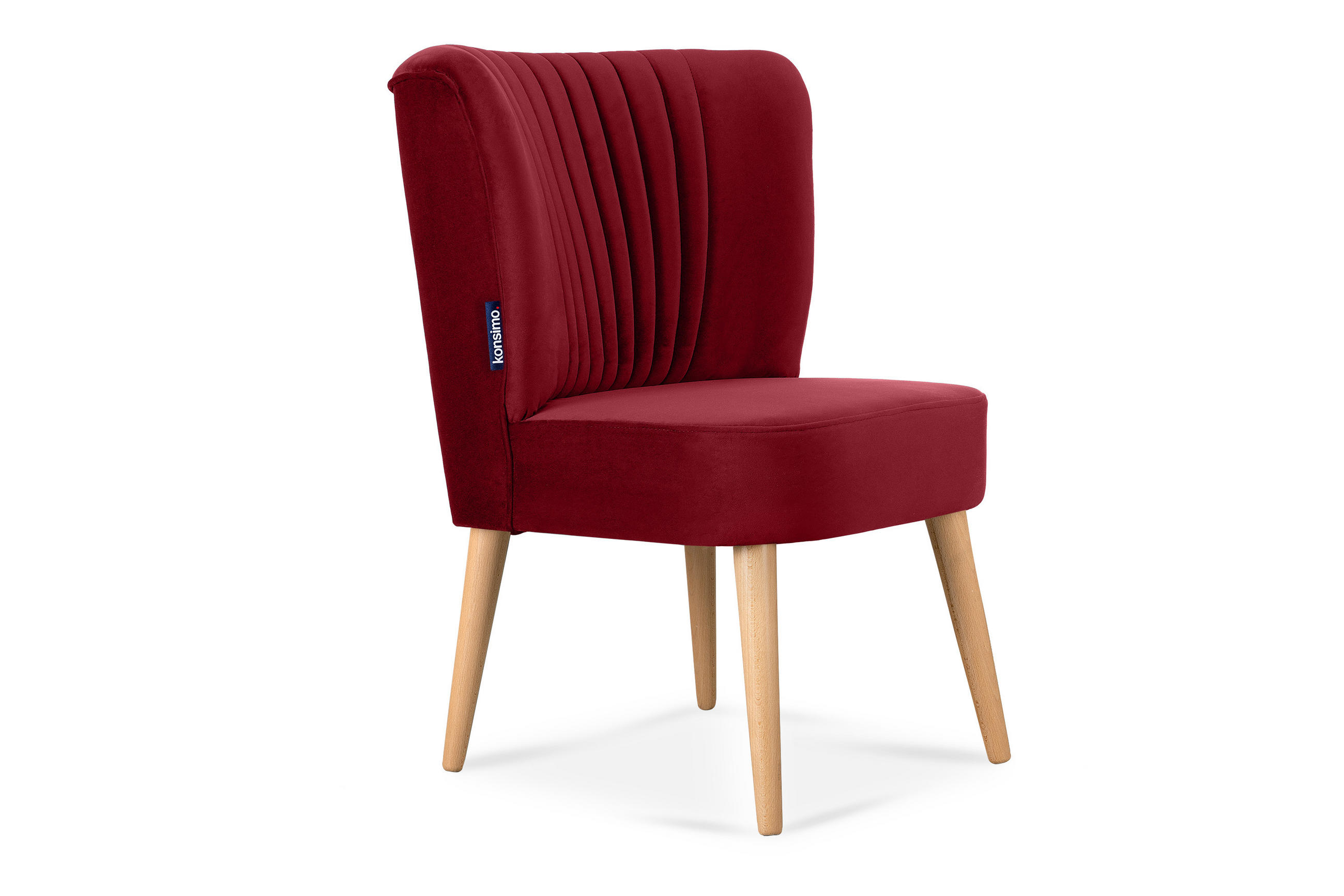 COCKTAILSESSEL DUCO auf hohen Beinen, Rot/Buche - Buchefarben/Rot, Holz/Textil (63/89/65cm) - KONSIMO®