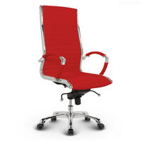 BÜROSTUHL Montreal Echtleder Rot – ergonomisch, 150 kg belastbar, Sitzhöhe 46-54cm - Rot, Leder/Metall (60/115/60cm) - Versee