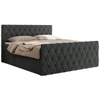 BOXBETT MIREN DUO 120/200 - Dunkelgrau Strukture - H3 - Dunkelgrau, Holz/Textil (120/200cm) - MKS
