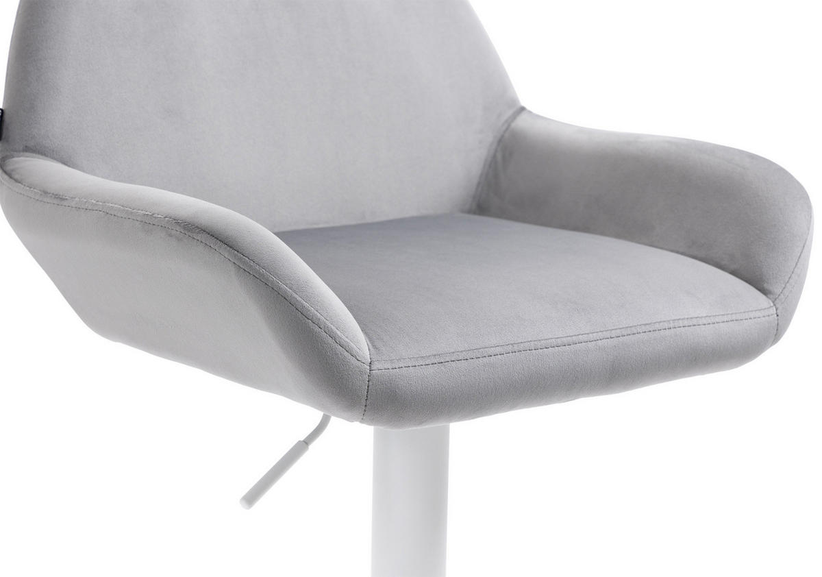 BARHOCKER 2er Set Samt Grau - Weiß/Grau, Textil/Metall (51/89/52cm) - CLP