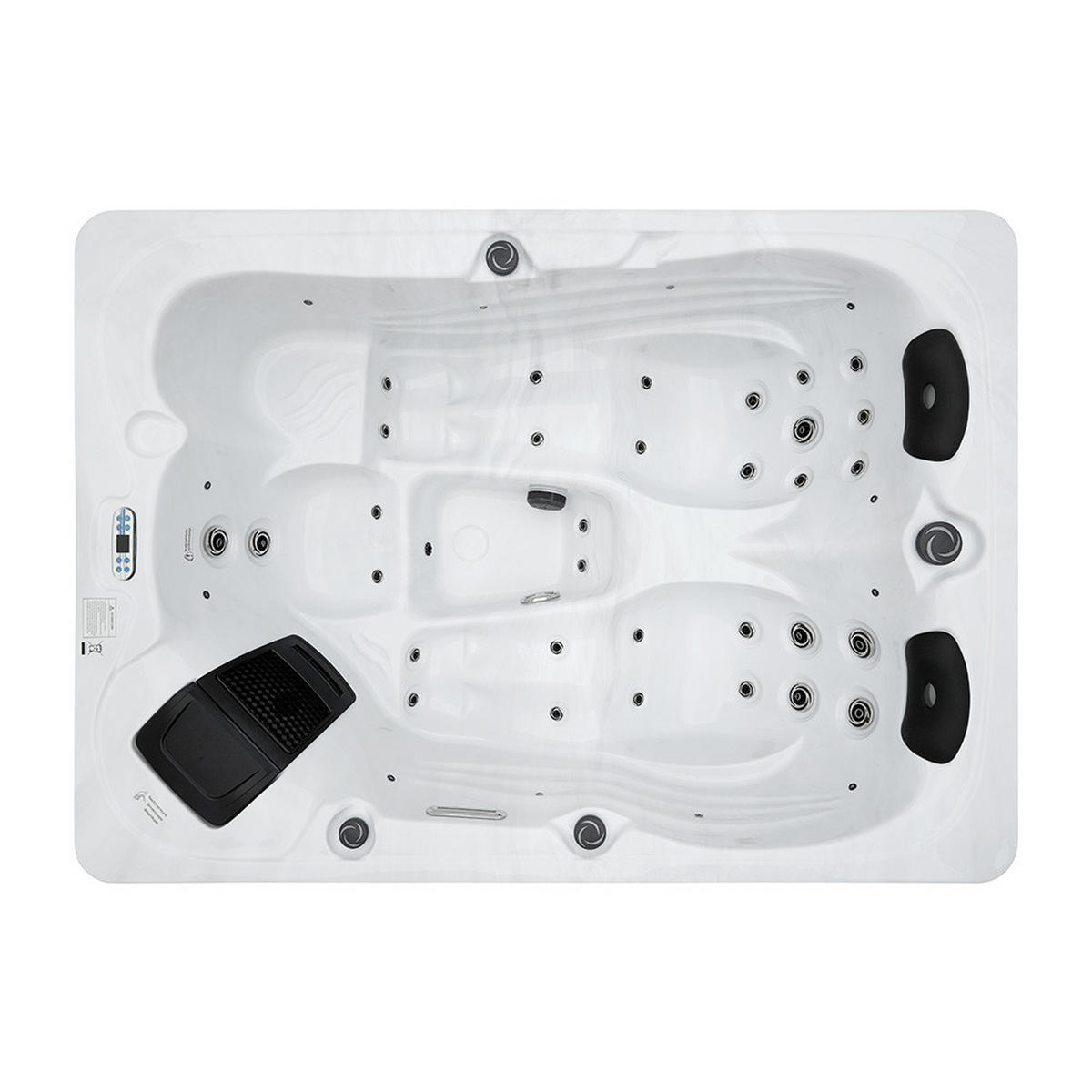 OUTDOOR WHIRLPOOL SUNSET - Mit Treppe und Thermoabdeckung - Weiß, Kunststoff (156/82/220cm) - Home Deluxe