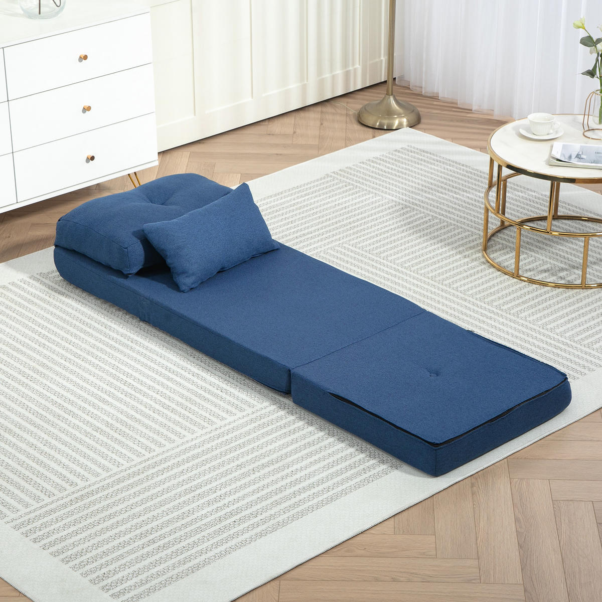 SCHLAFSESSEL DE-14581 mit 5-fach verstellbarer Rückenlehne Dunkelblau - Blau, Textil (80/56/60cm) - ComfortXL