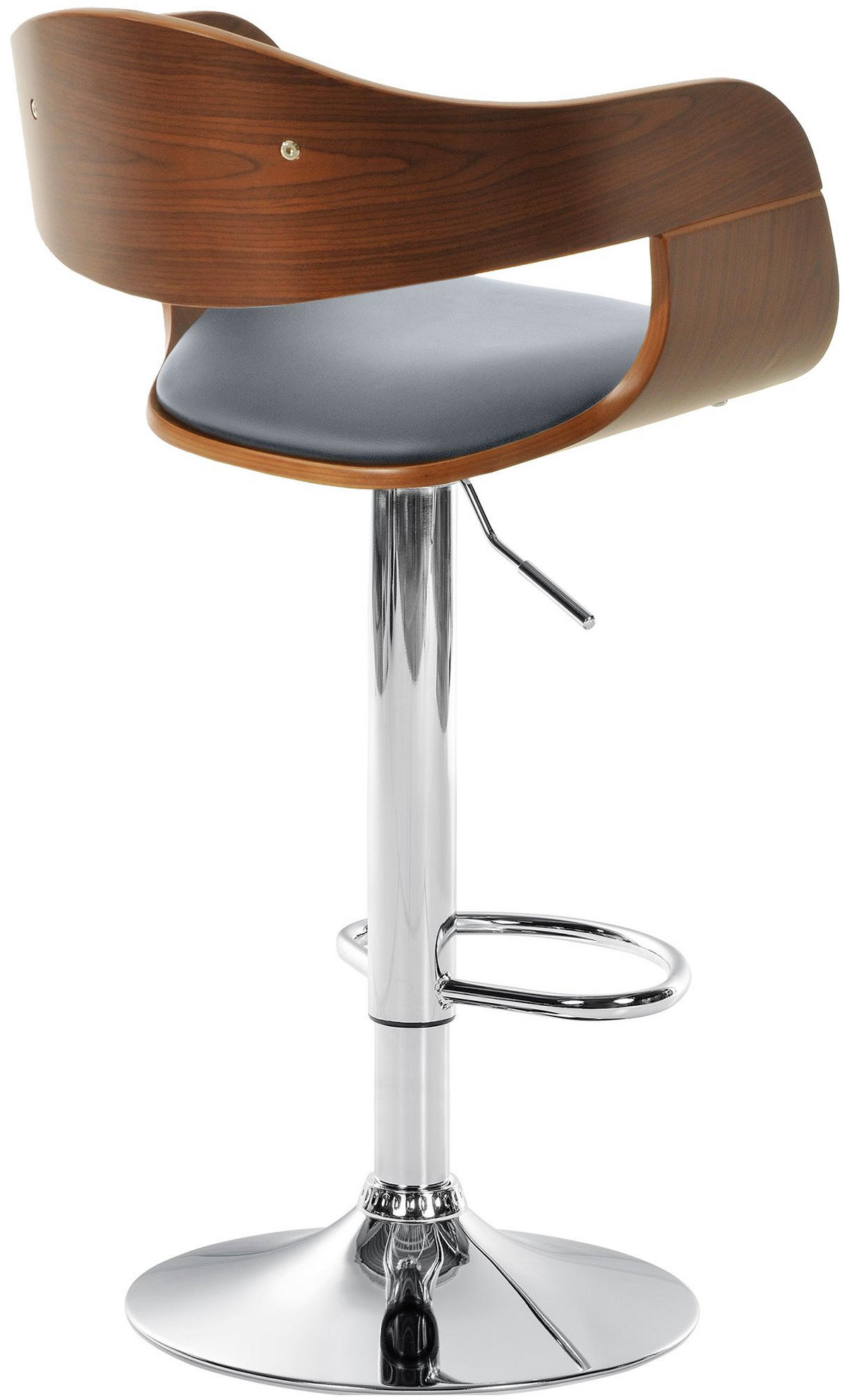 BARHOCKER Lederlook walnuss/grau - Chromfarben/Walnussfarben, Textil/Metall (50/88/48cm) - CLP