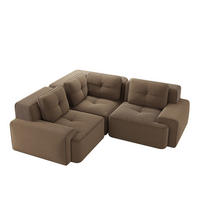 ECKSOFA 208/177/69 cm braun aus Cord mit modularem Design und rutschfestem Standfuß - Braun, Textil (104/177cm) - OKWISH
